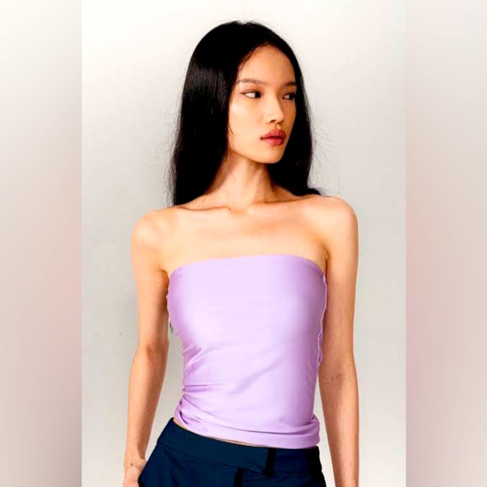 Rotouche Carrie Designer Purple & Grey Reversible Tube Top in Cosmic
